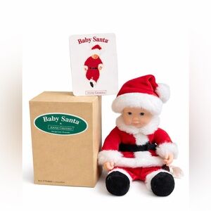 Anne Geddes Baby Santa Doll New In Box Christmas Plush w Card‎ Vintage Blue eyes